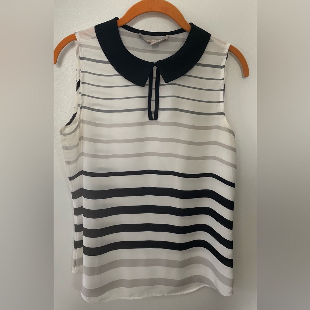 Vintage Banana Republic striped blouse keyhole neck relaxed fit